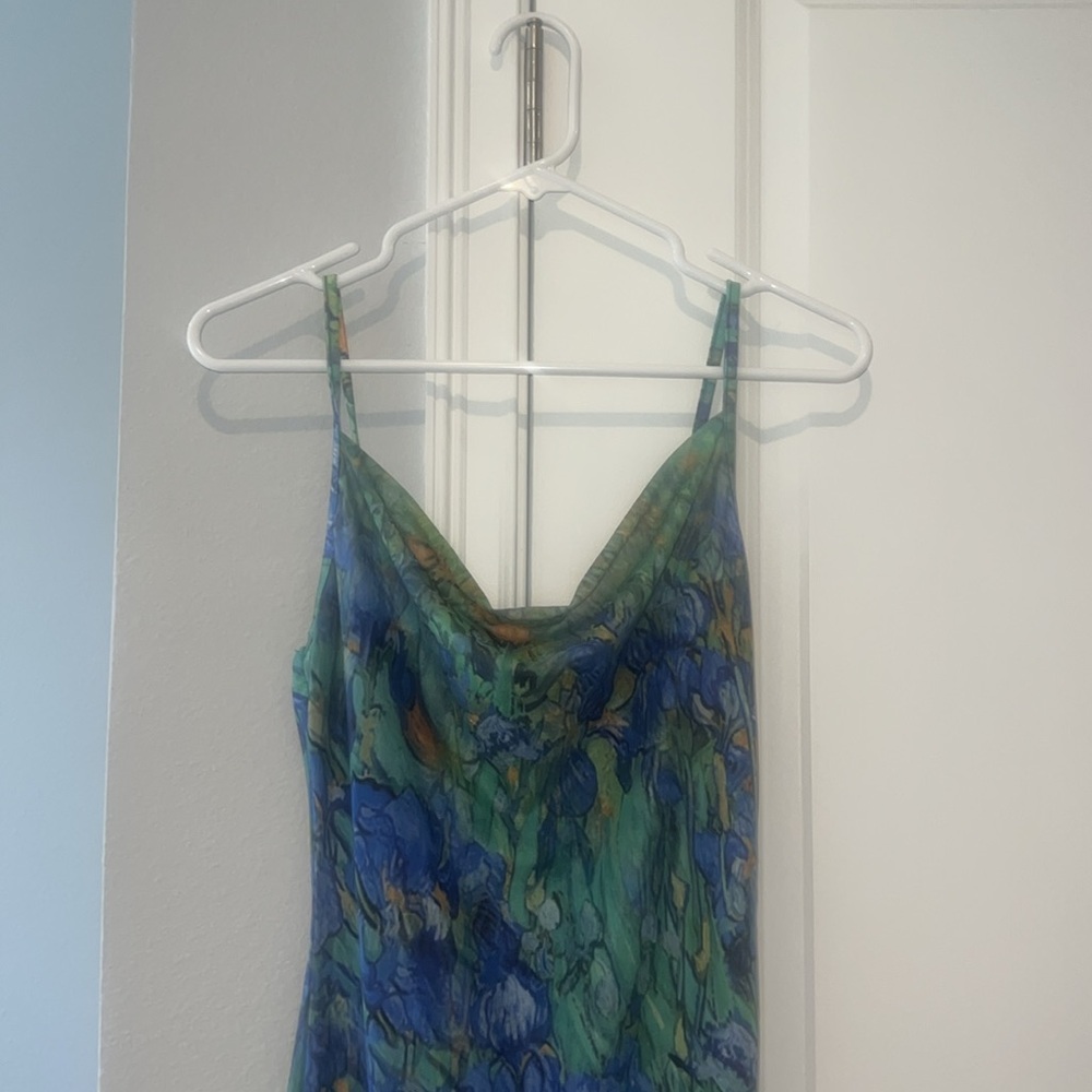 Van Gogh Floral Green and Blue Maxi Dress mod style NWT - Picture 5 of 6
